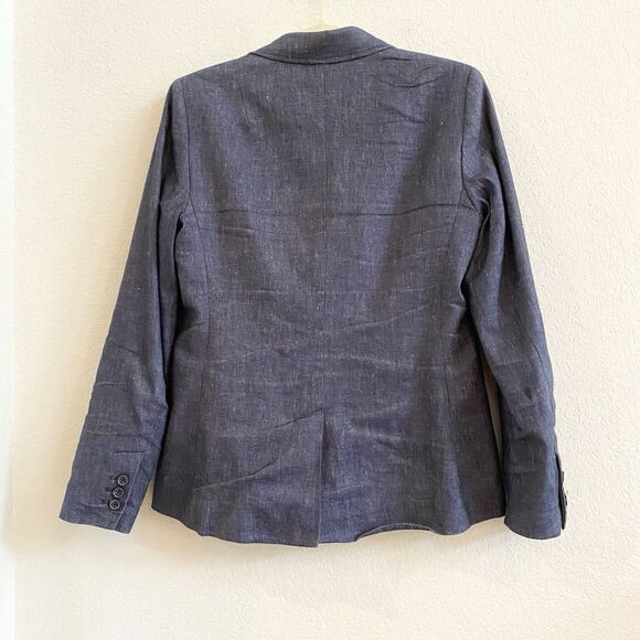 Banana Republic Sz 6 Peak Lapel Double Breasted Linen Blend Blazer Navy Blue - Picture 12 of 12
